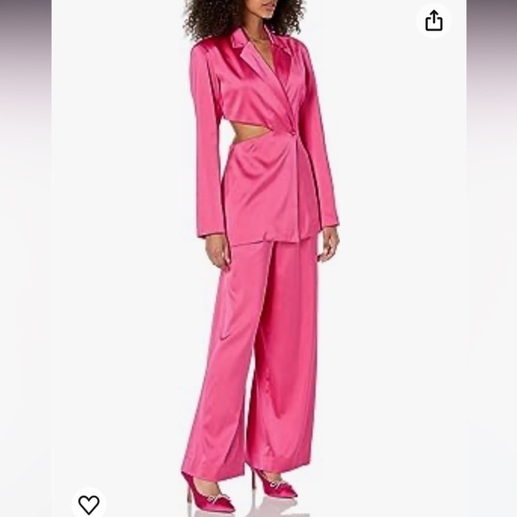 Porsha Williams The Drop Hot Pink Satin two piece co ord set power pantsuit - Picture 16 of 16